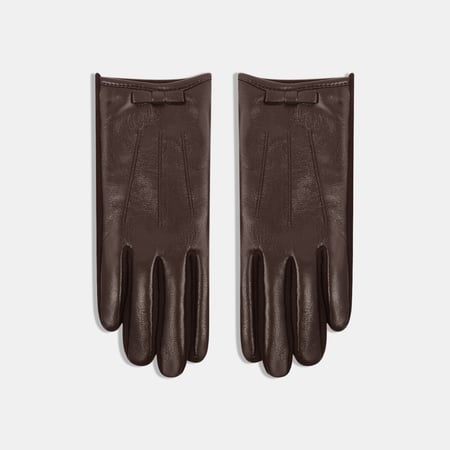 1 Pair Solid Color Bow Knot PU Women's Gloves