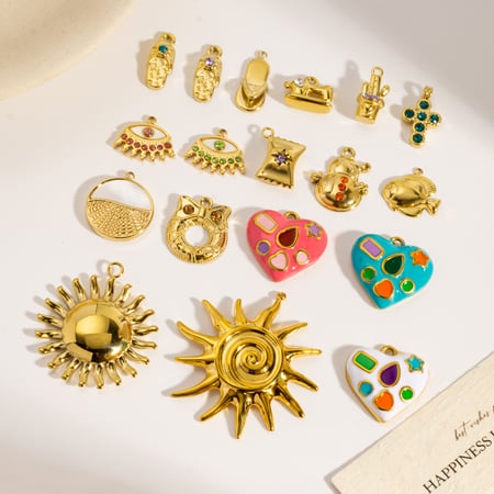 1 Piece  DIY Sun  Heart  Stainless Steel Women's Pendants 2