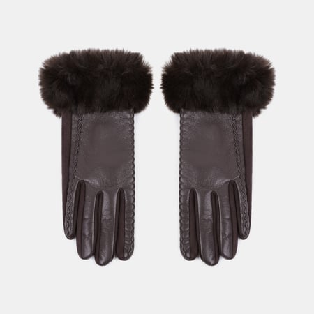 1 Pair Simple Solid Color PU Plush Women's Gloves