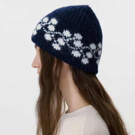 1 stuk charmante gebreide wollen damesmutsen met bloemenmotief 2