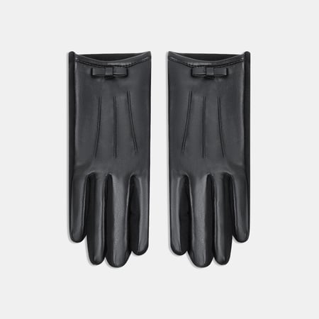 1 Pair Solid Color Bow Knot PU Women's Gloves 2