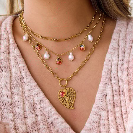 1 Piece Leaf&Beetle Stainless Steel Gold Color Women's Pendant Necklaces