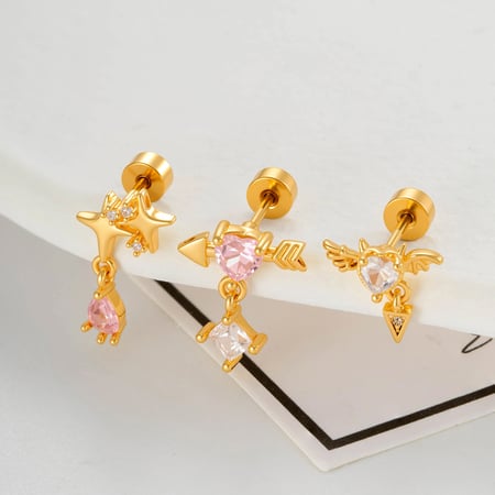 1 stuk ster koperen zirkoon piercing oorbellen voor dames