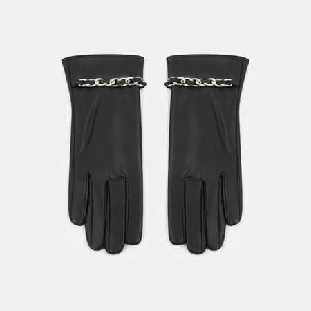 1 Pair Solid Color Chain PU Women's Gloves 2