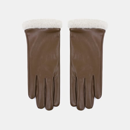 1 Pair Solid Color PU Plush Women's Gloves