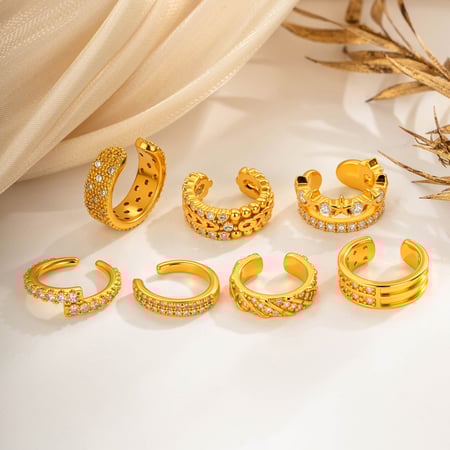 1 stuk ingewikkeld ontwerp koperen zirkoon dames clip-on oorbellen 2