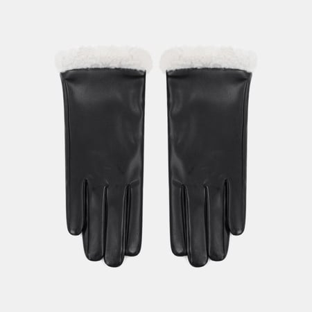 1 Pair Solid Color PU Plush Women's Gloves 2