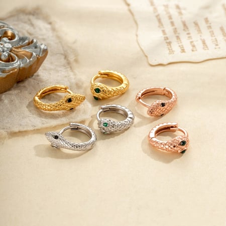 1 Piece Stylish Snake Copper Zircon Women's Hoop Earrings