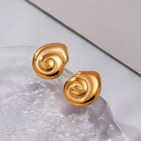 1 paire de boucles d'oreilles puces Vortex en acier inoxydable couleur or pour femme