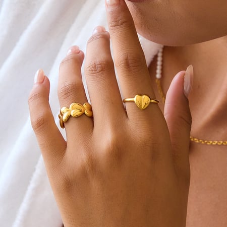 1 Piece Modern Heart Stainless Steel Gold Color Minimalist Rings