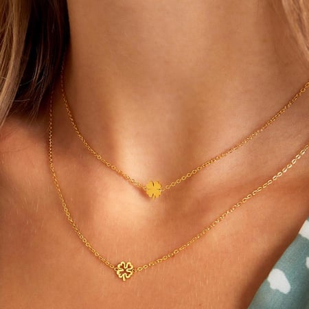 Collana in acciaio inox trifoglio
