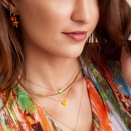 Double Stainless Steel Necklace with Heart Charm