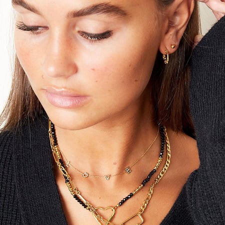 Stainless steel necklace with stones and heart