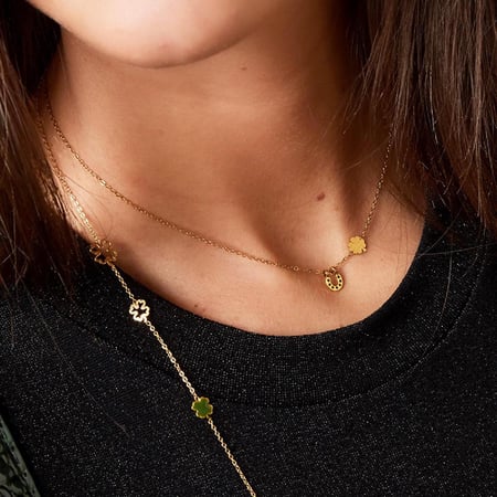 Necklace with horseshoe and clover