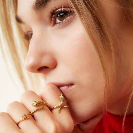 Stainless steel ring snake with zircon detail