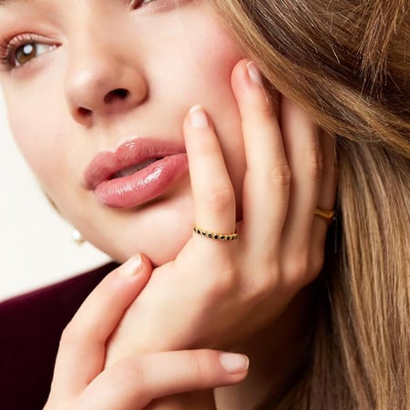 Stainless steel ring with zircon stones