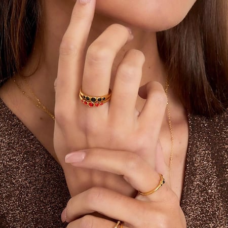 Stainless steel ring zircon shine