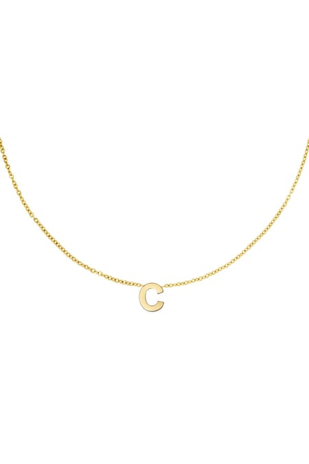 Edelstalen ketting initiaal C Goud kleur Stainless Steel 2