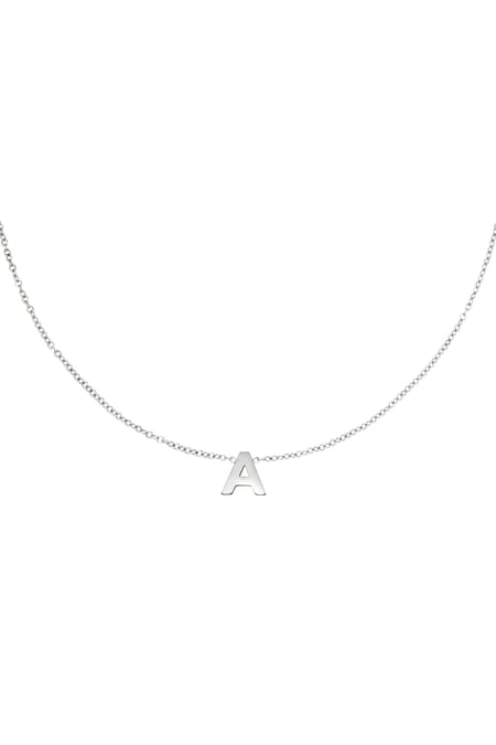 Edelstalen collier initiaal A Zilver Stainless Steel 2