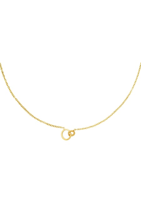 Halsketten verbundene Kreise Goldfarbe Edelstahl 2