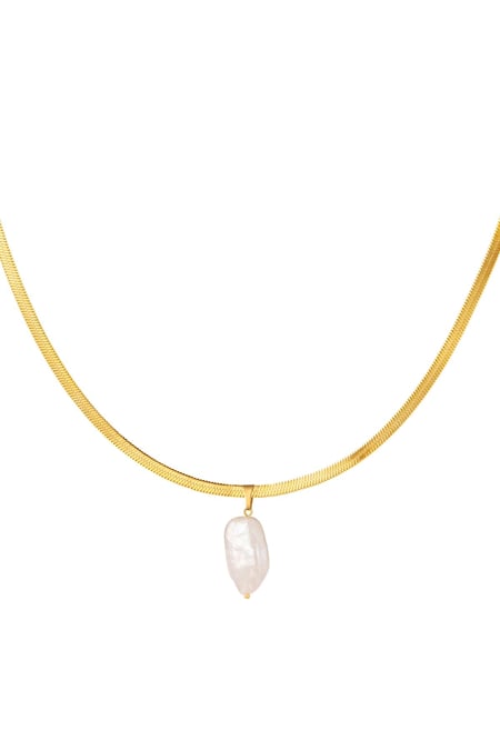 Necklace pearl charm Gold Color Stainless Steel 2