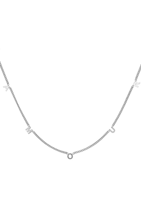 Necklace Amour Silver Color Stainless Steel 2