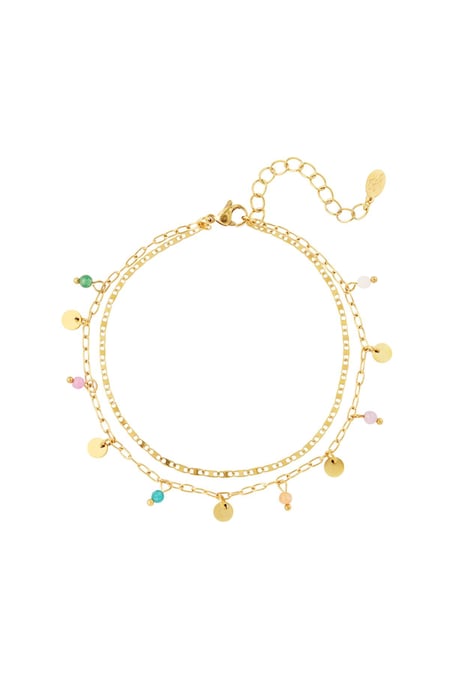 Anklet double chain with charms Gold Color Stainless Steel 2
