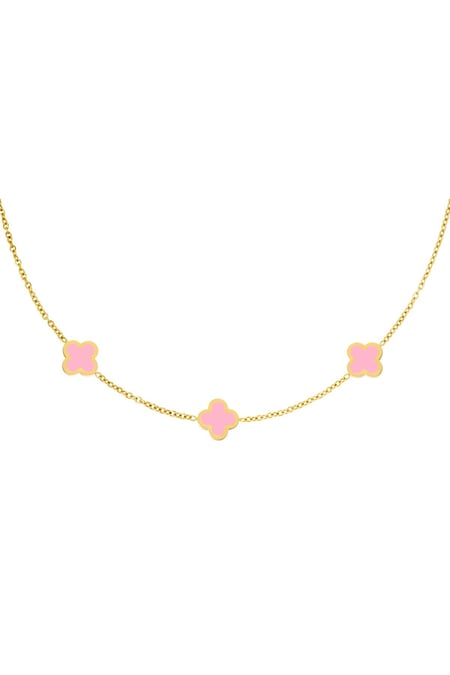 Collier trois trèfles colorés Rosé Acier inoxydable 2