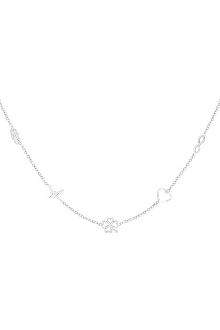 Minimalist necklace with charms Silver Color Stainless Steel 2