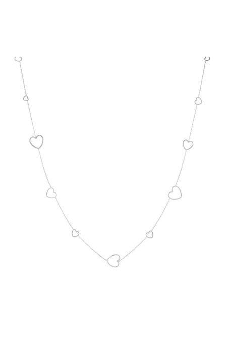 Long chain hearts Silver Color Stainless Steel 2