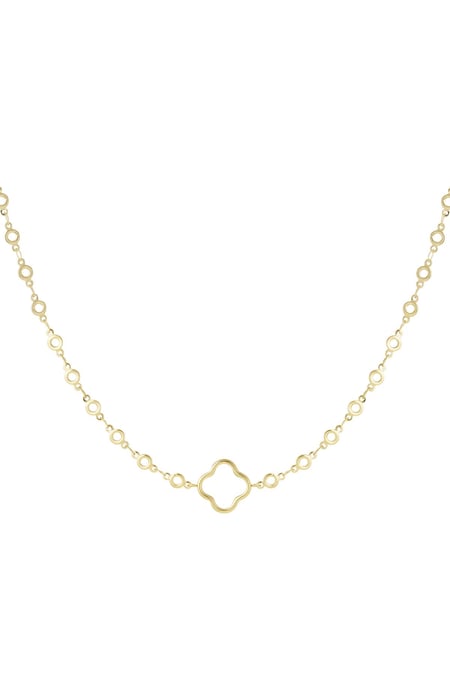 Chain circles with clover Gold Color Stainless Steel 2