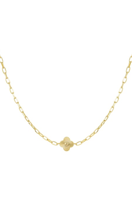 Link chain with flower Gold Color Stainless Steel 2