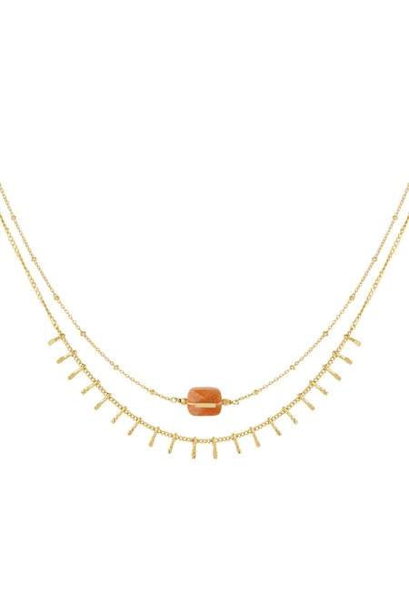 Collar con detalles - Colección Piedra natural Naranja & Color dorado Stone 2