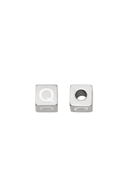 DIY Beads Alphabet Q Silver Color Stainless Steel 2