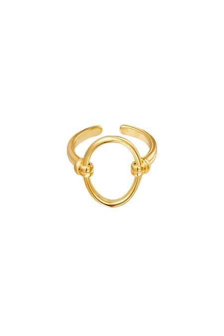 Ring open oval Gold Color Stainless Steel One size 2
