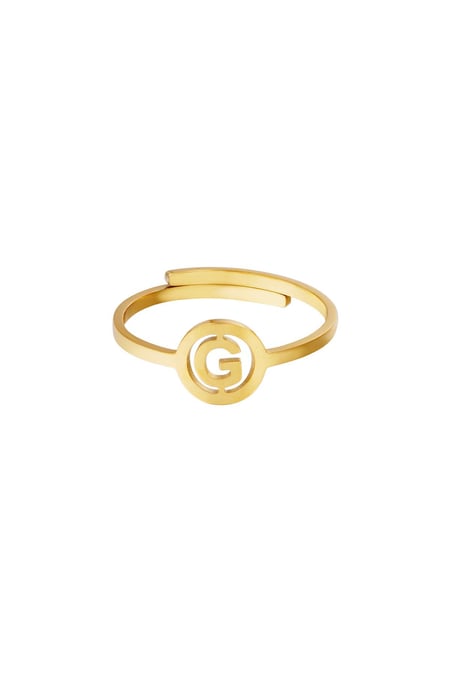 RVS ring initiaal G Goud kleur Stainless Steel 2