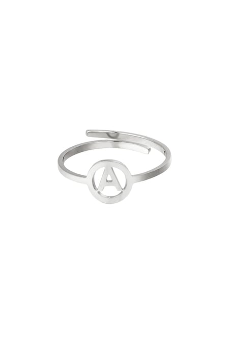 RVS ring initiaal A Zilver Stainless Steel 2