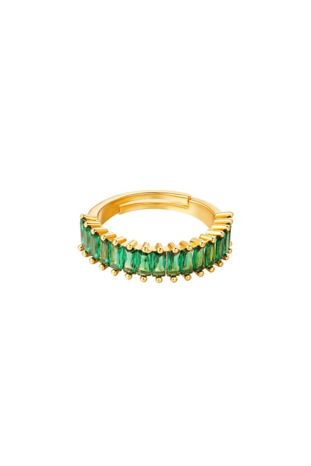 Adjustable colorful gems ring  Green Copper One size 2