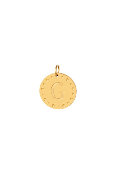 Dije circular con inicial G Color dorado Acero inoxidable 2