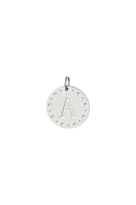 Cirkel bedel initiaal A Zilver Stainless Steel 2