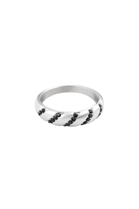 Anillo circonita remolino Plata Acero inoxidable 16 2