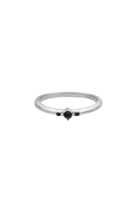 Anillo de acero inoxidable con pequeñas piedras de circonio. Plata 16 2