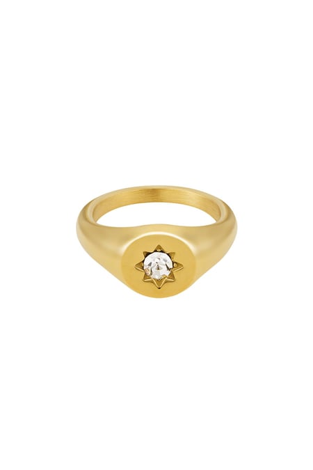 Chevalière étoile avec zircon Couleur or Acier inoxydable 16 2