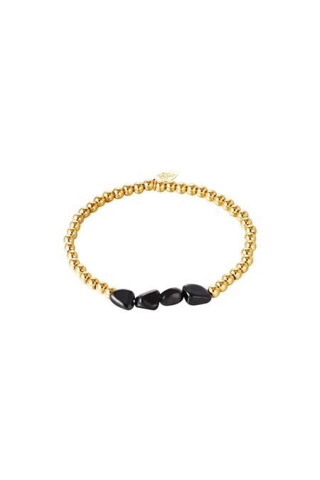 Bracelet Black Rocks Gold Color Stainless Steel 2