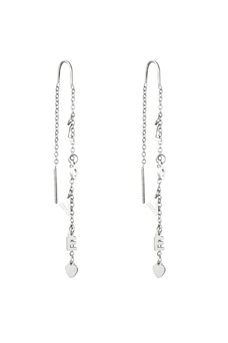 Earrings Love Silver Color Stainless Steel 2