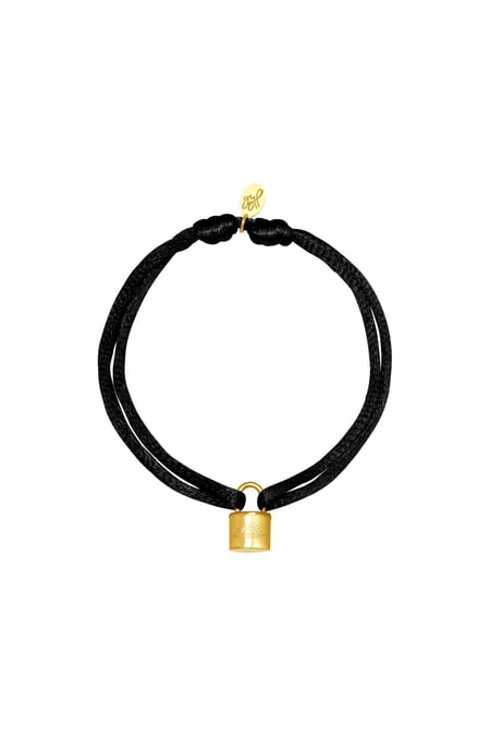 Bracelet Satin Lock Black & Gold Color Polyester 2