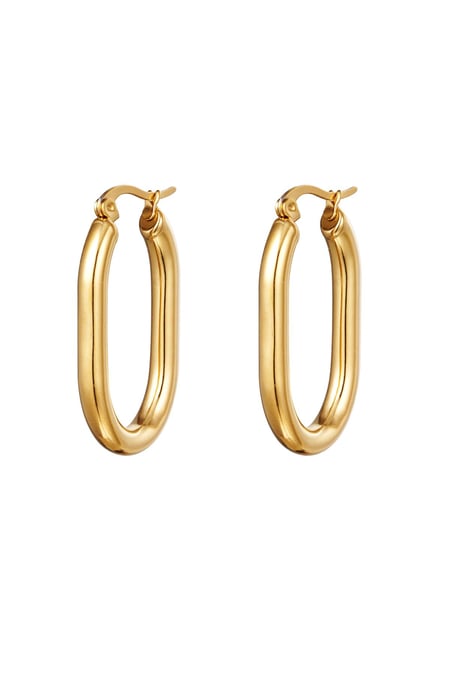 Earrings Smooth Oval Gold Color Stainless Steel 2