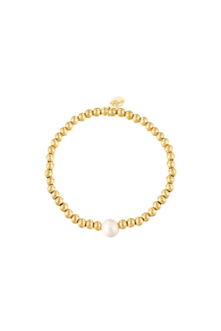 Bracelet big pearl Gold Color Stainless Steel 2