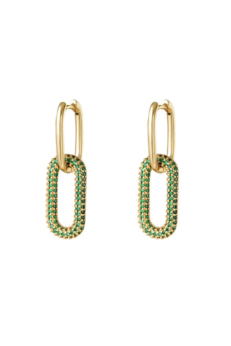 copper linked earrings with zircon stones - large 2