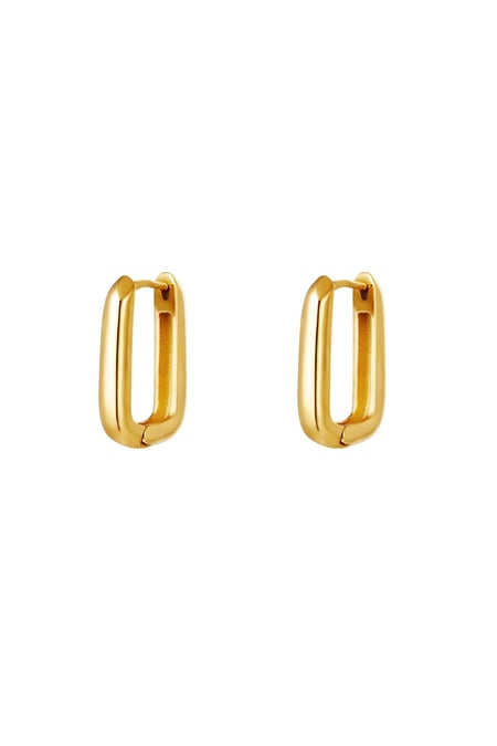 Earrings square small Gold Color Stainless Steel 2